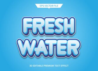 fresh water blue 3d editable text style effect
