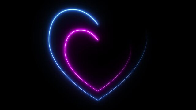 neon 4k neon symbol sign symbol design sign Loop Animation. Abstract background. heart beat line 4k neon light heartbeat display screen. love and romance sign invitation, Romantic party