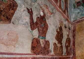 Ancient murals in Temple of Paintings of Bonampak,Mexico © Belikova Oksana