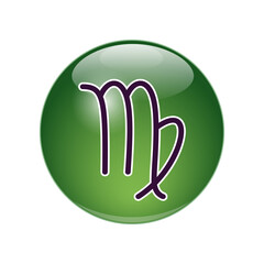 Virgo. vector illustration.  round icon, fiery zodiac sign.