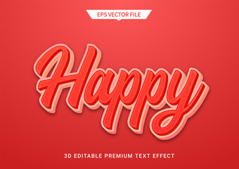 happy jolly red 3d editable text style effect
