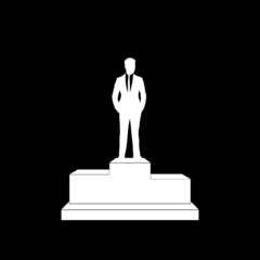 Business man on top icon isolated on dark background