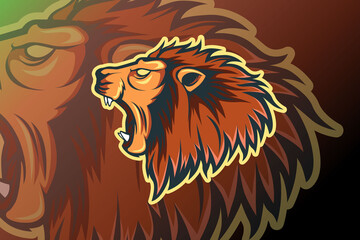 roar lion E-sports team logo template
