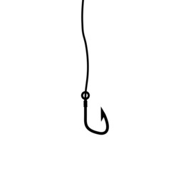 Fishing hook icon, logo isolated on a white background