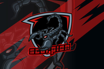 scorpion for sports and esports logo isolated on dark background - obrazy, fototapety, plakaty