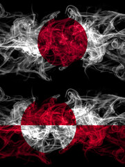 Smoke flags of Japan, Japanese and Greenland, Denmark, Danish