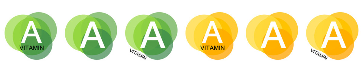 Vitamin A, set icons, isolated symbols, vector illustration