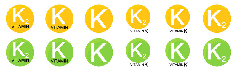 Vitamin K and K2, set icons, isolated symbols, vector illustration