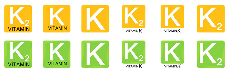 Vitamin K and K2, set icons, isolated symbols, vector illustration