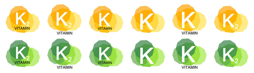 Vitamin K and K2, set icons, isolated symbols, vector illustration