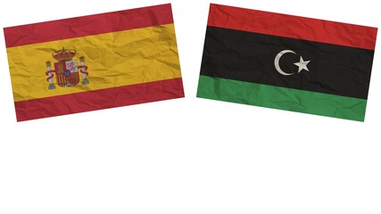 Libya and Spain Flags Together Paper Texture Effect Illustration