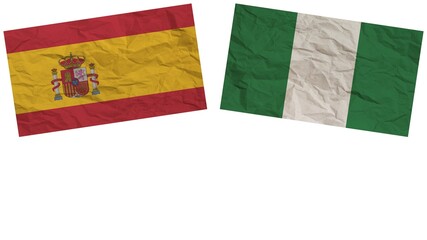 Nigeria and Spain Flags Together Paper Texture Effect Illustration