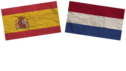 Netherlands and Spain Flags Together Paper Texture Effect Illustration