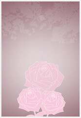 3 pink roses on a reddish-brown gradient background
