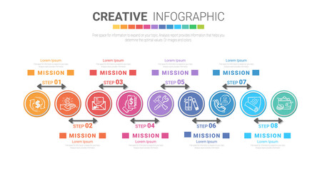 Fototapeta na wymiar Infographic design template with numbers 8 option for Presentation