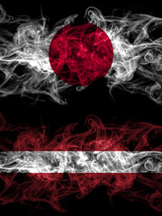 Smoke flags of Japan, Japanese and Latvia, Latvvian