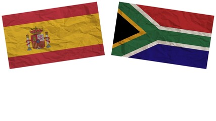 South Africa and Spain Flags Together Paper Texture Effect Illustration
