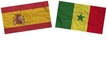 Senegal and Spain Flags Together Paper Texture Effect Illustration