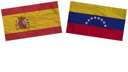 Venezuela and Spain Flags Together Paper Texture Effect Illustration