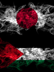 Smoke flags of Japan, Japanese and Palestine, Palestinian
