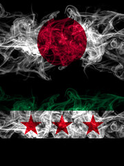Smoke flags of Japan, Japanese and Syria, Syrian Arab Republic, three stars