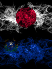 Smoke flags of Japan, Japanese and United States of America, America, US, USA, American, Nevada
