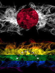 Smoke flags of Japan, Japanese and Venezuela, gay