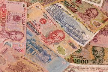 Fototapeta na wymiar Vietnamese dong, VND banknotes