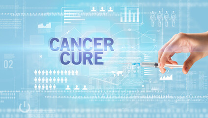 Close-up view of doctor's hand in a white glove holding syringe