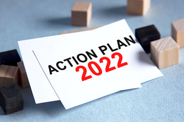 Business concept. List with text ACTION PLAN 2022. a bright solution for business, financial, marketing concept