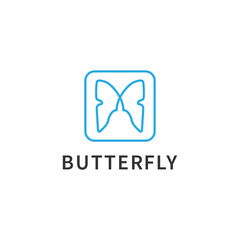 Butterfly logo design vector in square shape design