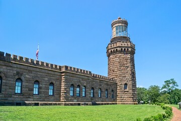 View of the Navesink Lighthouse at Twin Lights State Historic Site.
