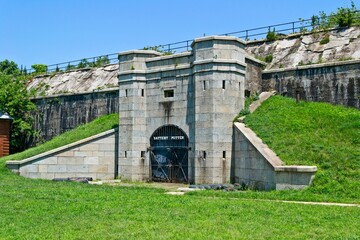 Fototapeta na wymiar Battery Potter, part of Fort Hancock, a former US Army fort at Sandy Hook.