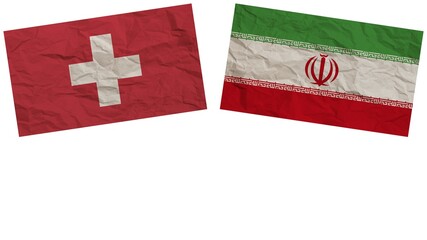 Iran and Switzerland Flags Together Paper Texture Effect Illustration