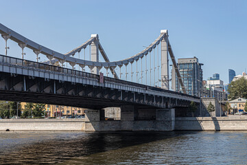 Fototapeta na wymiar Hanging Crimean bridge over the Moskva River