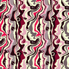 Marble seamless pattern. Abstract hand drawn trendy background in red, pink, grey, yellow colors. Vector texture