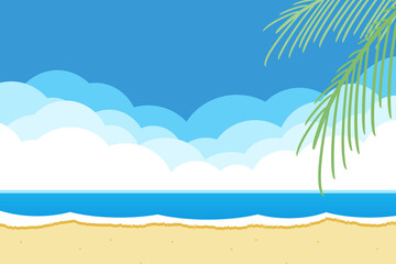 海とヤシの木　長方形　砂浜
