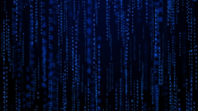 4K Binary code falling numbers matrix fallig letters Loop Background Animation. Abstract Technology. Computer Code. Programming. Coding. Hacker concept. hacker or mining of crypto-currency bitcoin.