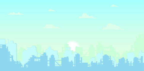 Fototapeta premium vector cityscape illustration, city silhouette, modern buildings