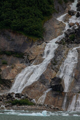 Waterfall and Perched Rocks, Endicott Arm, Alaska