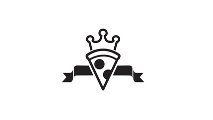 creative black pizza crown logo vector design