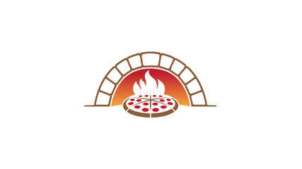 creative old oven shovel pizza logo vector