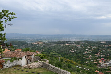 Obraz premium Panorama over the Albanian landscape of Kruje, Kruja in Albania