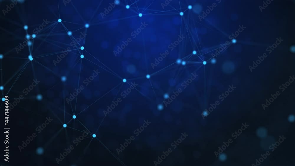 Poster 4k blue digital dots and lines 3d network connection loop background . big data visualization struct