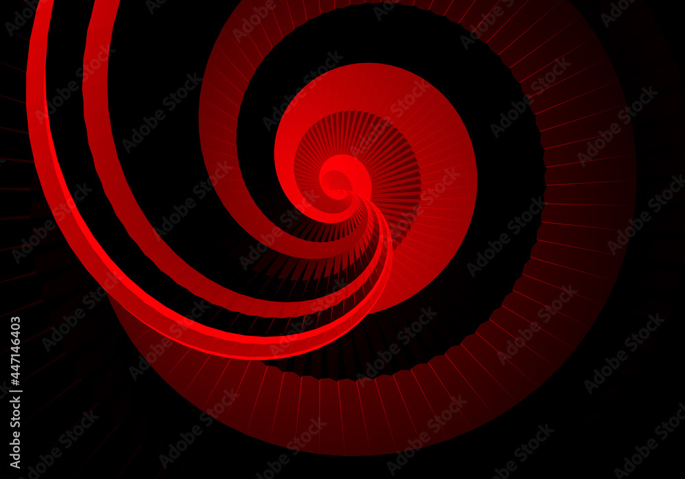 Poster spiral background. red background. dark red steps recede into distance. abstract red background. abs