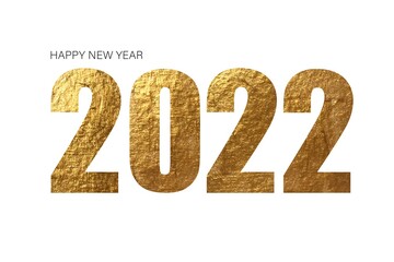 2022 New Year golden numbers. Shiny glamour holiday design.