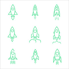 rocket icon set. rocket pack symbol vector elements for infographic web