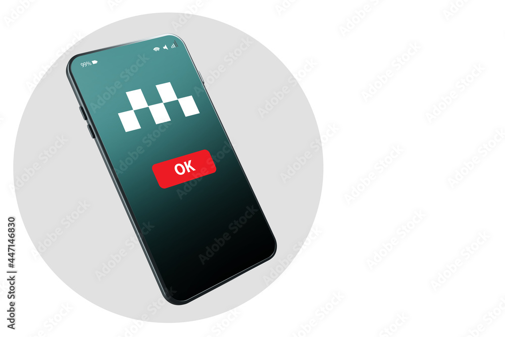 Poster checkers in smartphone screen. taxi application design in phone. application for calling taxi. mobil