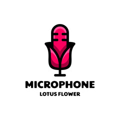 Unique Design Double meaning logo which forms Microphone and Flower lotus. Abstract, emblem, design, concept, logo, logotype, element.Suitable for Creative Industries, T Shirt,Sticker,etc