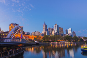 Fototapeta na wymiar Melbourne City Sunset Evening, Victoria, Australia